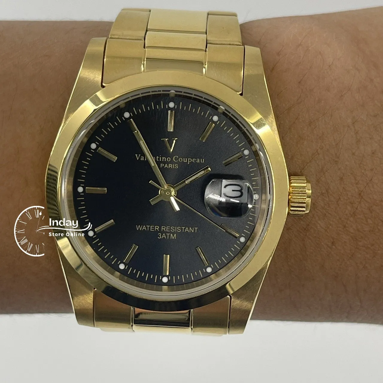 范倫鐵諾 古柏 Coupeau Men's Watch 12168KM-14 Gold Tone Stainless Steel Band