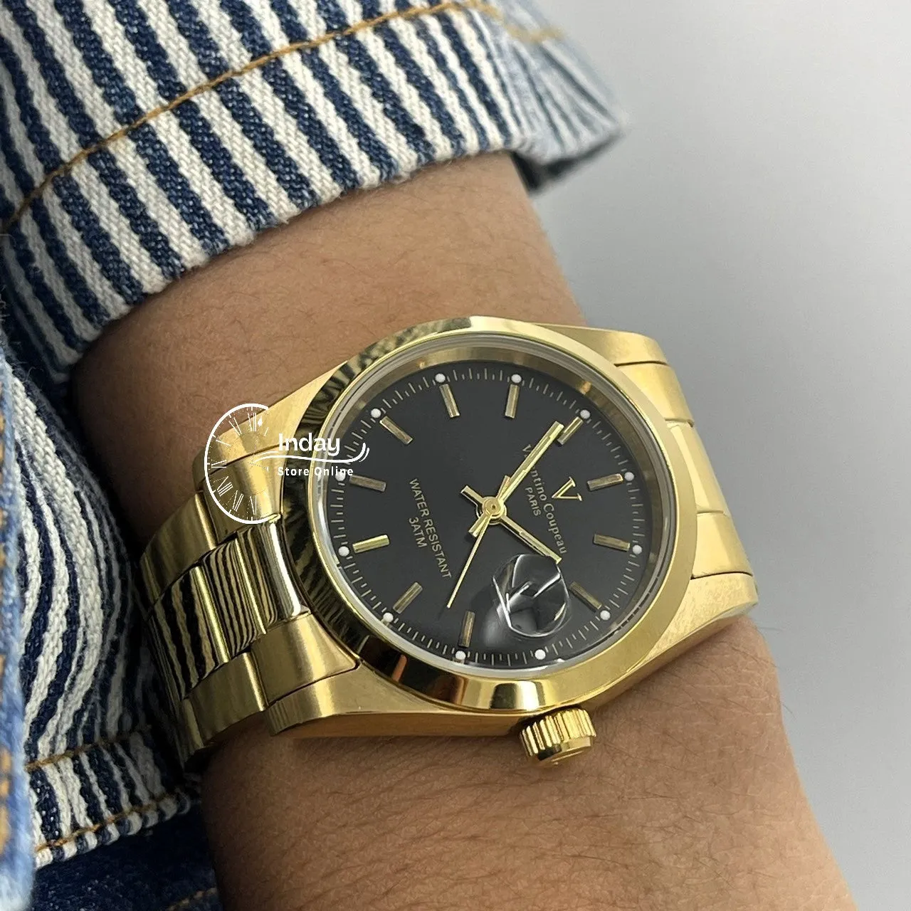 范倫鐵諾 古柏 Coupeau Men's Watch 12168KM-14 Gold Tone Stainless Steel Band