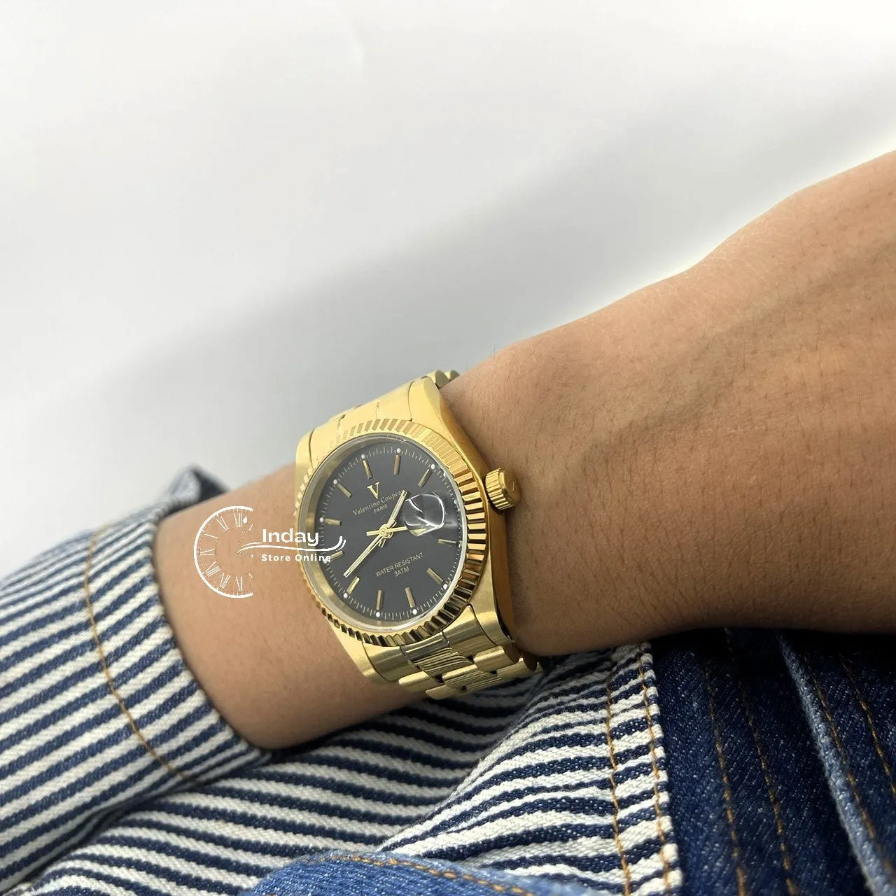 范倫鐵諾 古柏 Coupeau Men's Watch 12169KM-14 Gold Tone Stainless Steel Band