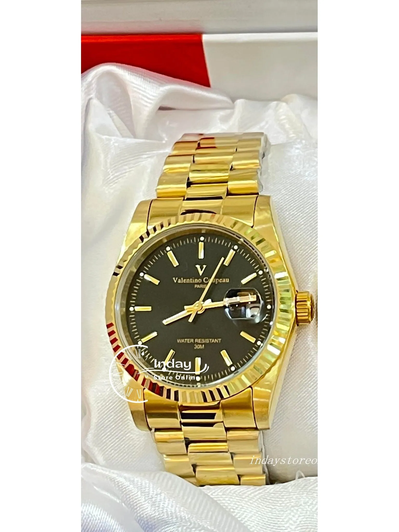 范倫鐵諾 古柏 Coupeau Men's Watch 12169KM-14 Gold Tone Stainless Steel Band