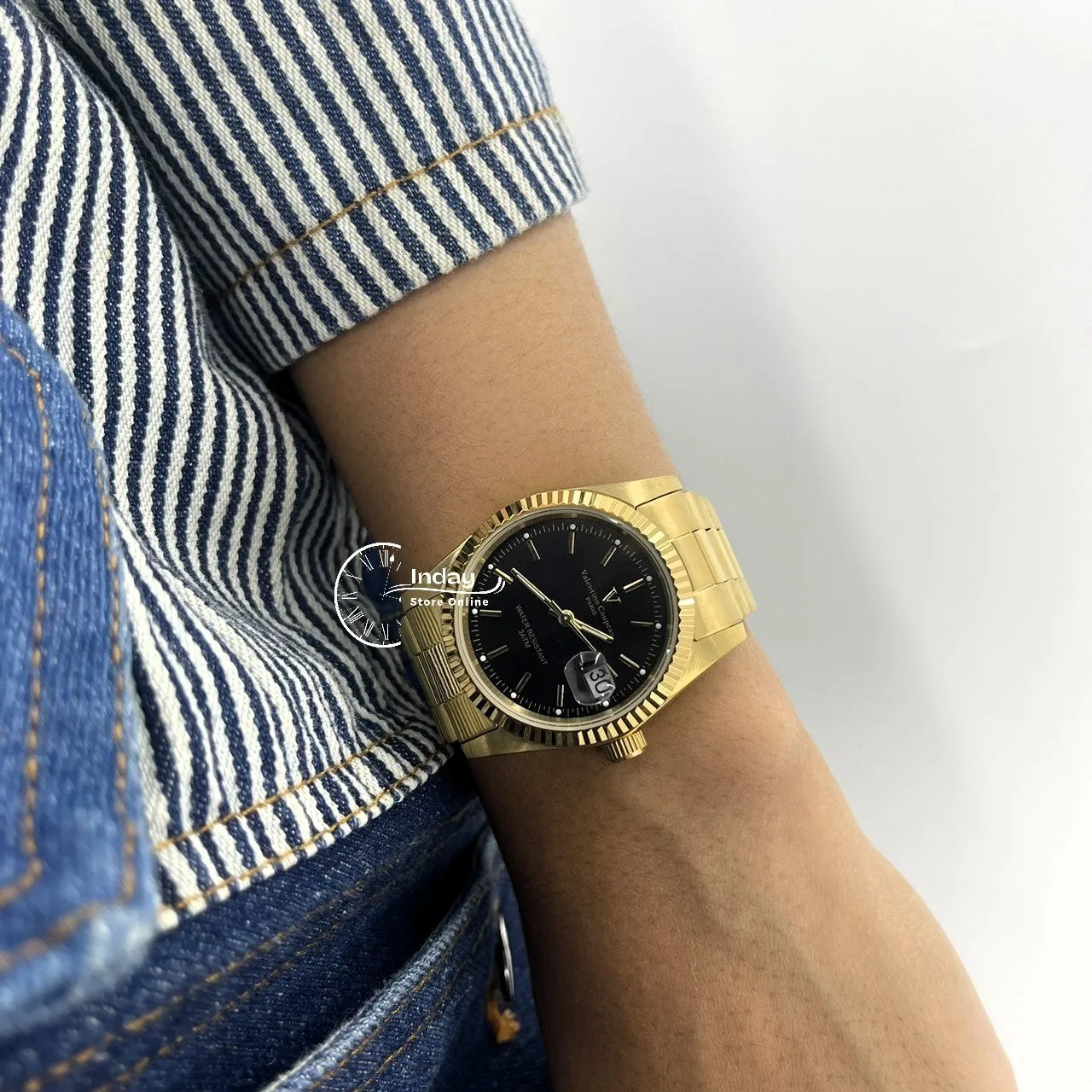 范倫鐵諾 古柏 Coupeau Men's Watch 12169KM-14 Gold Tone Stainless Steel Band