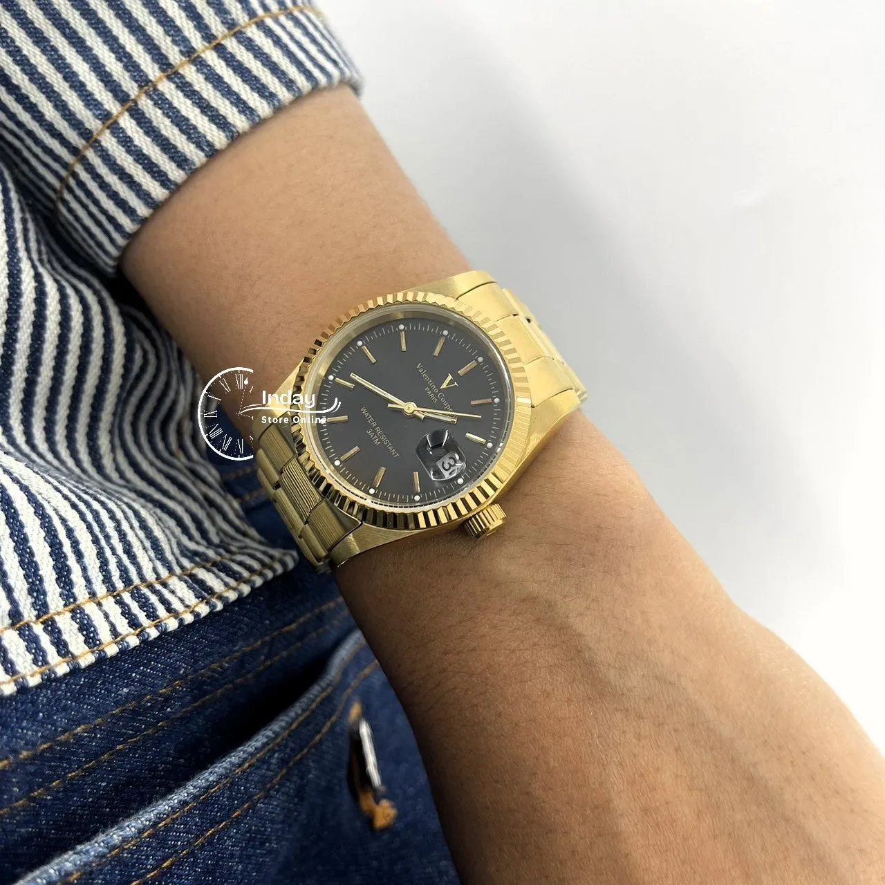 范倫鐵諾 古柏 Coupeau Men's Watch 12169KM-14 Gold Tone Stainless Steel Band