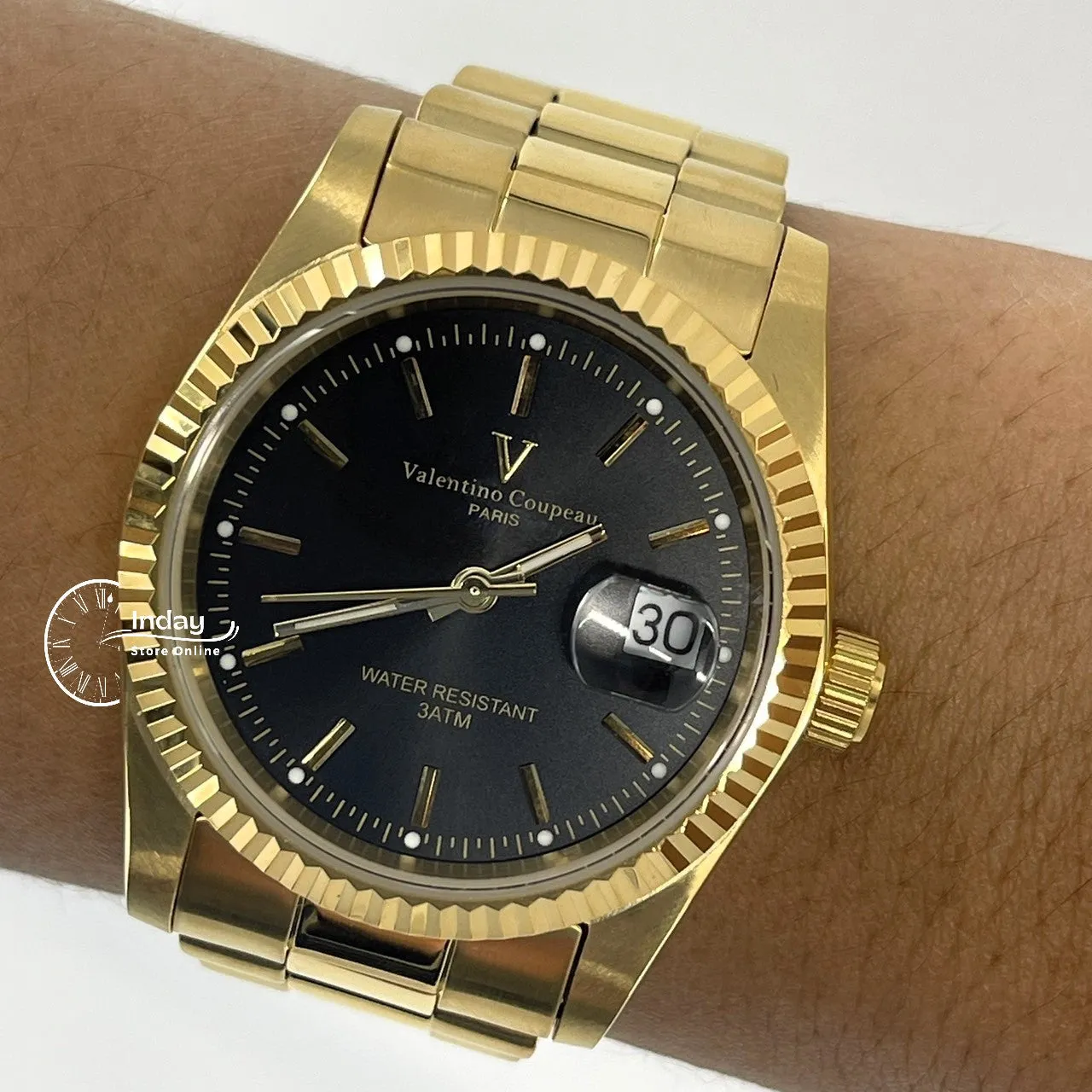 范倫鐵諾 古柏 Coupeau Men's Watch 12169KM-14 Gold Tone Stainless Steel Band