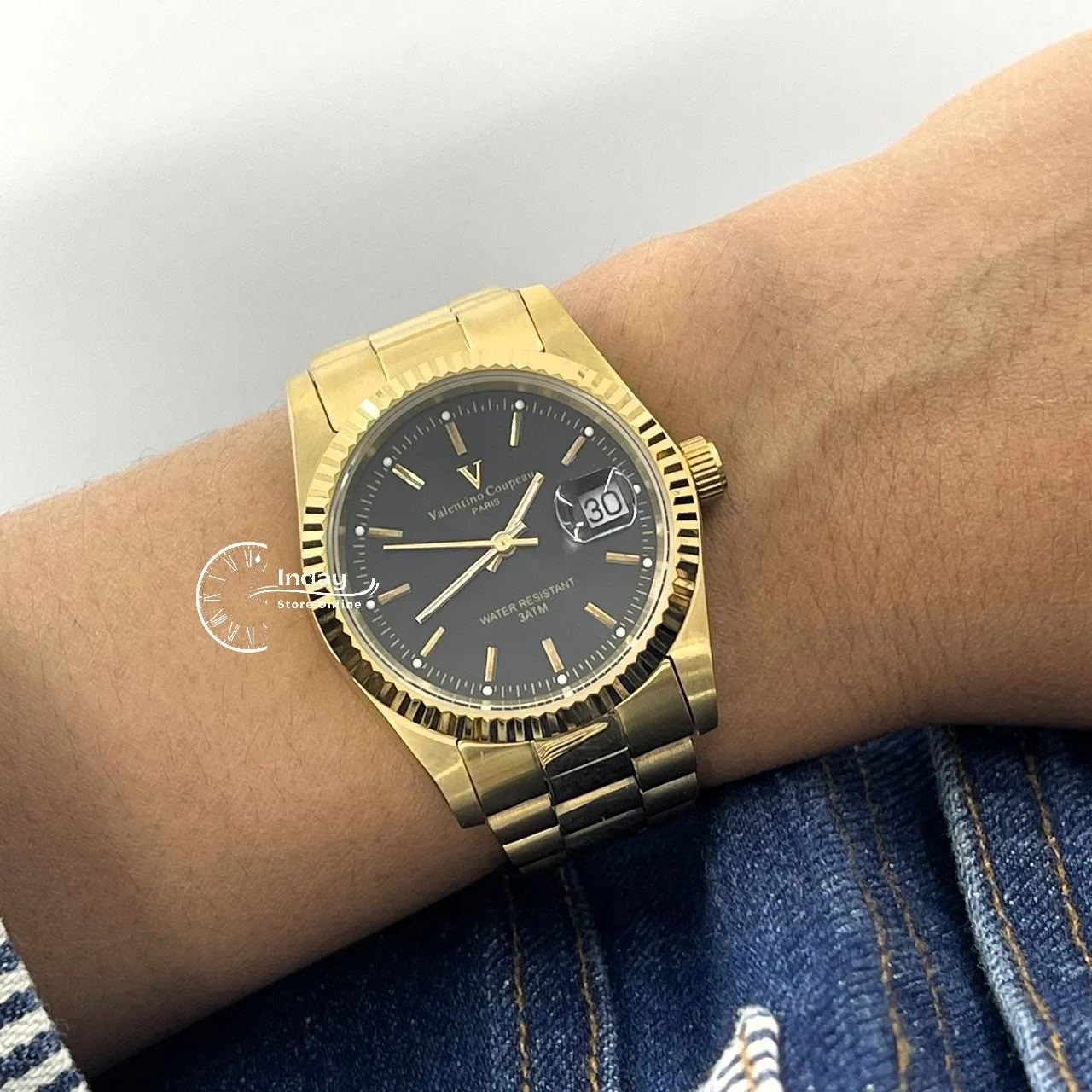 范倫鐵諾 古柏 Coupeau Men's Watch 12169KM-14 Gold Tone Stainless Steel Band