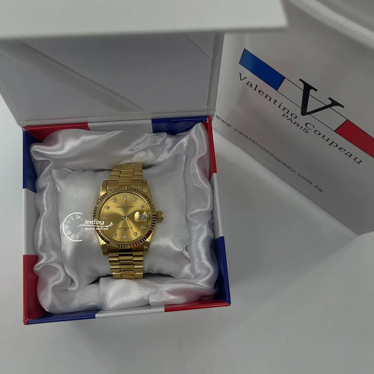 范倫鐵諾 古柏 Coupeau Men's Watch 12169KM-17 Gold Tone Stainless Steel Band