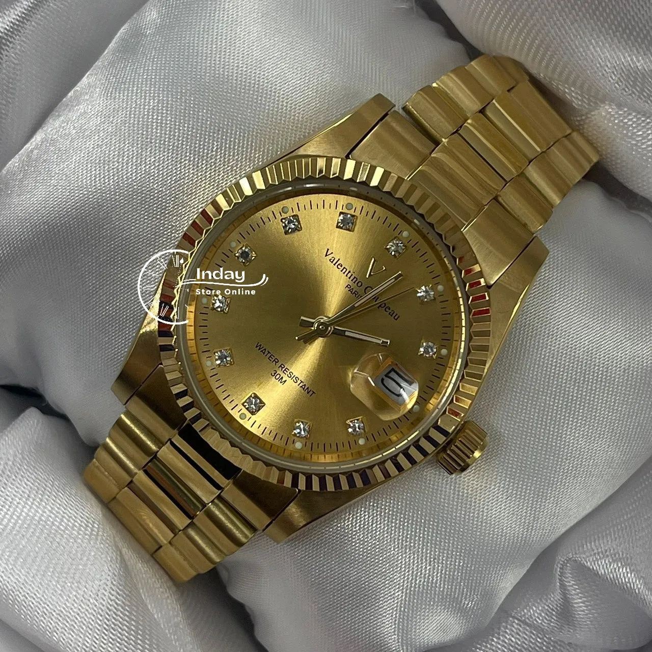 范倫鐵諾 古柏 Coupeau Men's Watch 12169KM-17 Gold Tone Stainless Steel Band