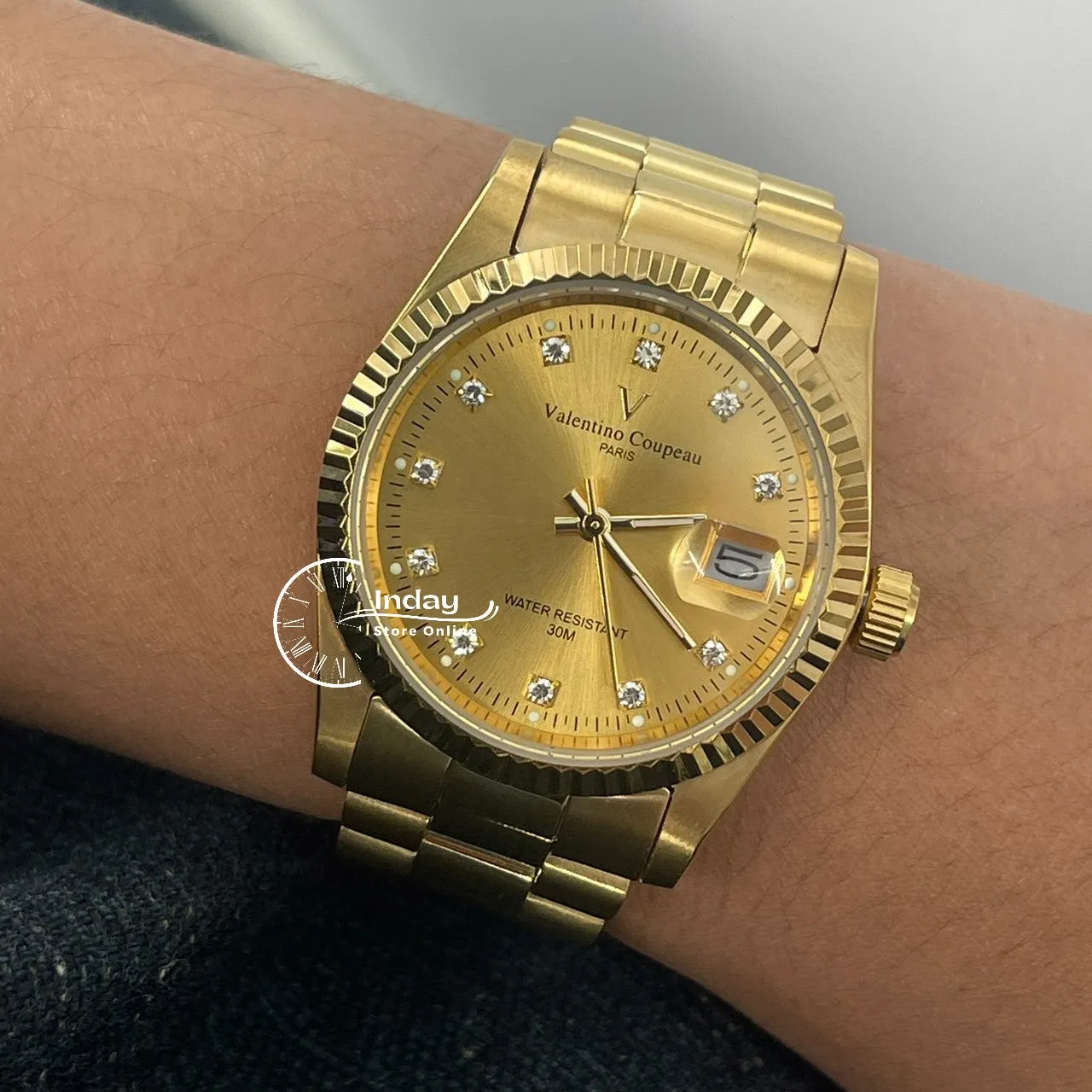 范倫鐵諾 古柏 Coupeau Men's Watch 12169KM-17 Gold Tone Stainless Steel Band