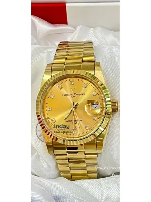 范倫鐵諾 古柏 Coupeau Men's Watch 12169KM-17 Gold Tone Stainless Steel Band