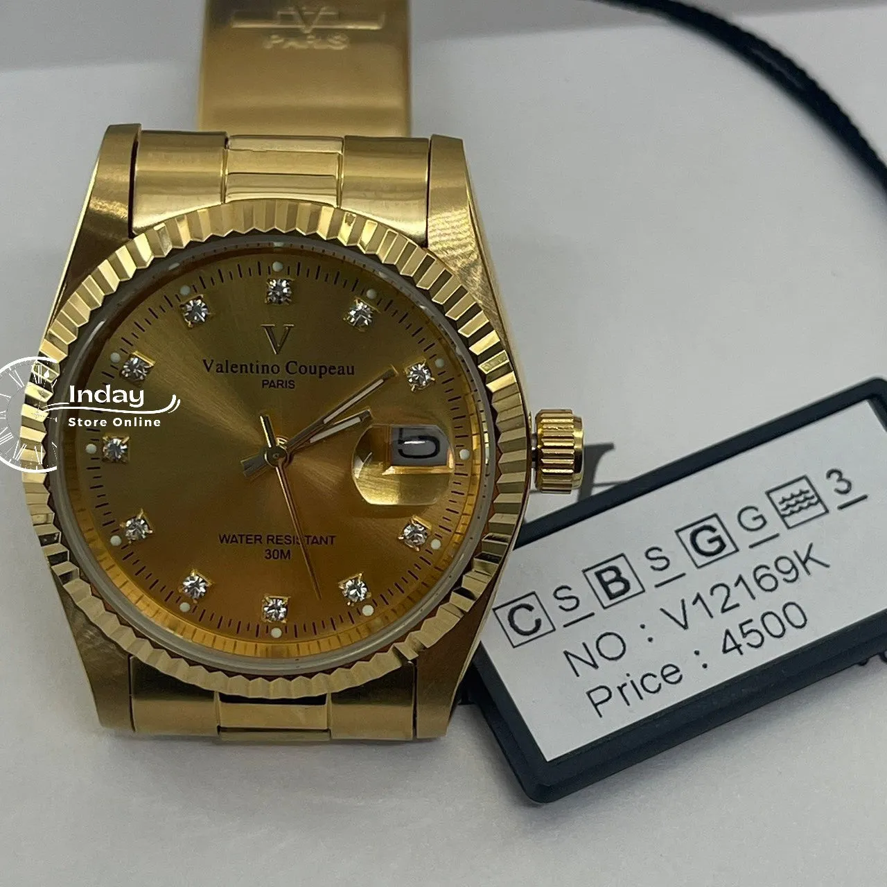 范倫鐵諾 古柏 Coupeau Men's Watch 12169KM-17 Gold Tone Stainless Steel Band