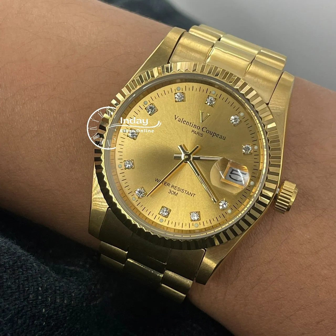 范倫鐵諾 古柏 Coupeau Men's Watch 12169KM-17 Gold Tone Stainless Steel Band
