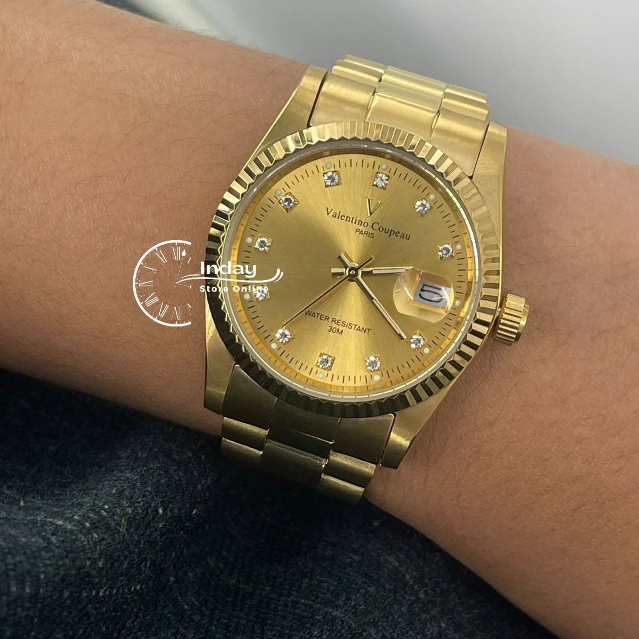 范倫鐵諾 古柏 Coupeau Men's Watch 12169KM-17 Gold Tone Stainless Steel Band