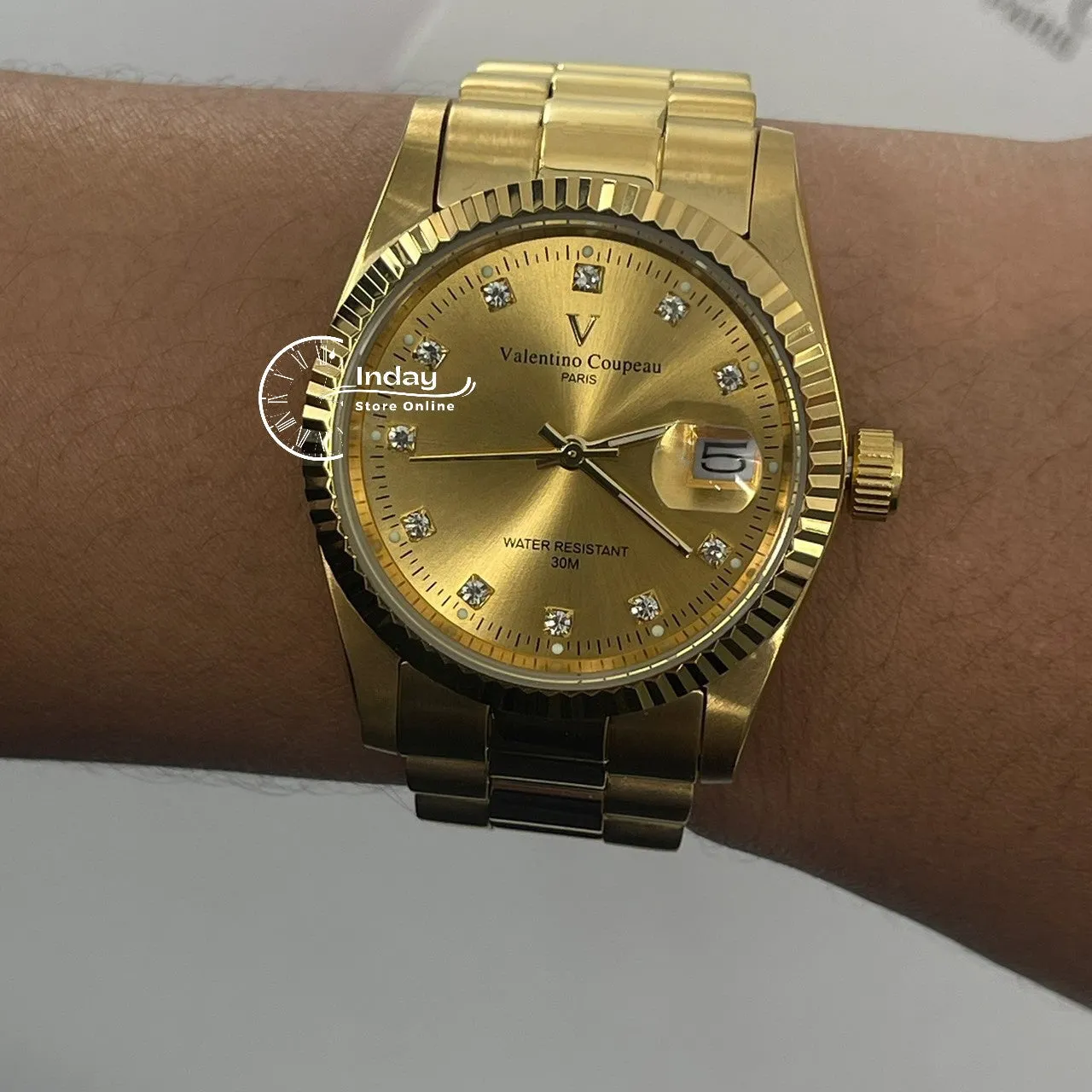 范倫鐵諾 古柏 Coupeau Men's Watch 12169KM-17 Gold Tone Stainless Steel Band