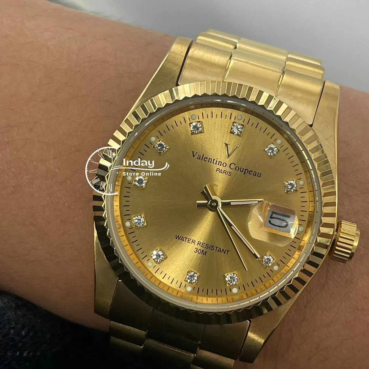 范倫鐵諾 古柏 Coupeau Men's Watch 12169KM-17 Gold Tone Stainless Steel Band