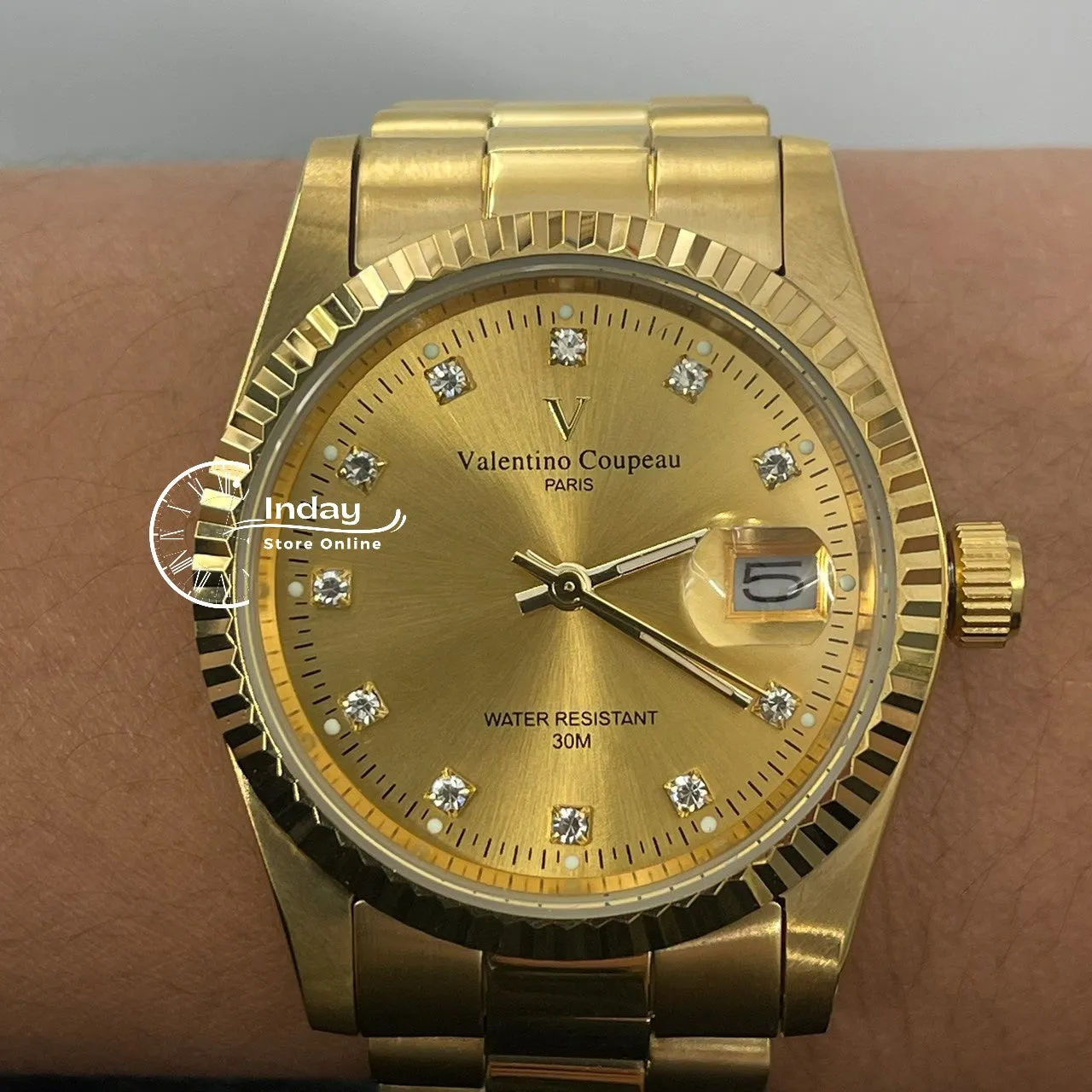 范倫鐵諾 古柏 Coupeau Men's Watch 12169KM-17 Gold Tone Stainless Steel Band