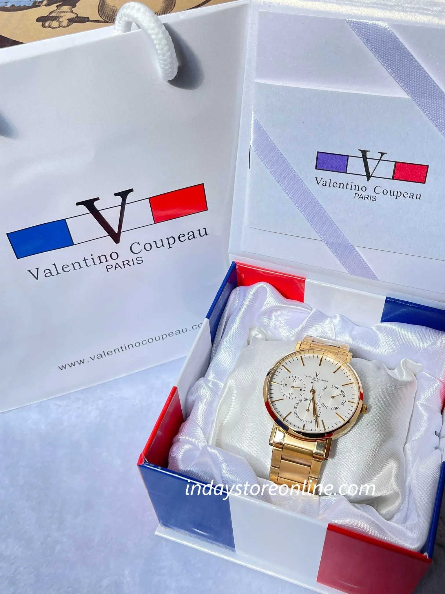 范倫鐵諾 古柏 Coupeau Men's Watch 61575AAK-1 Gold Tone Stainless Steel Band