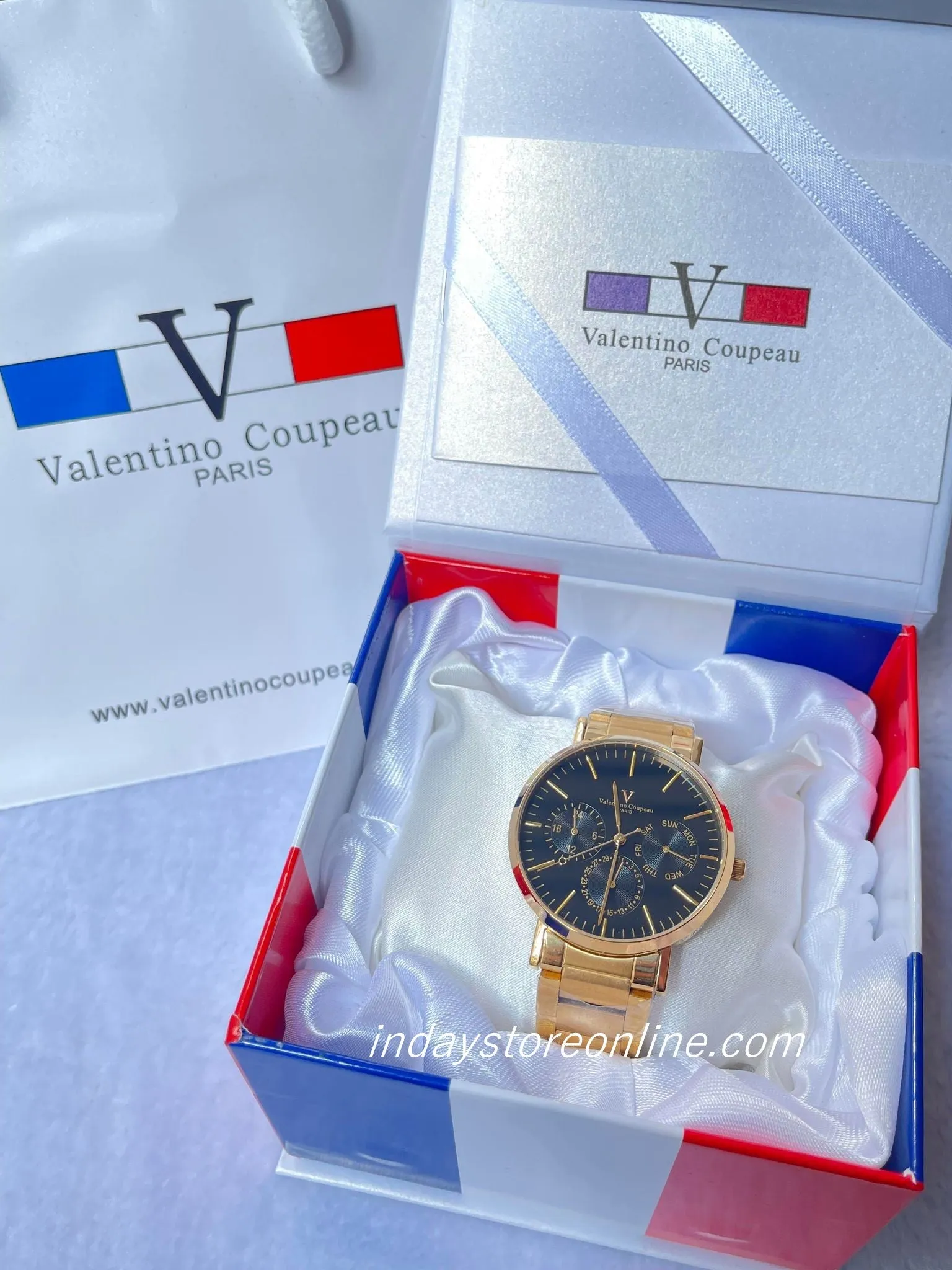 范倫鐵諾 古柏 Coupeau Men's Watch 61575AAK-2 Gold Tone Stainless Steel Band