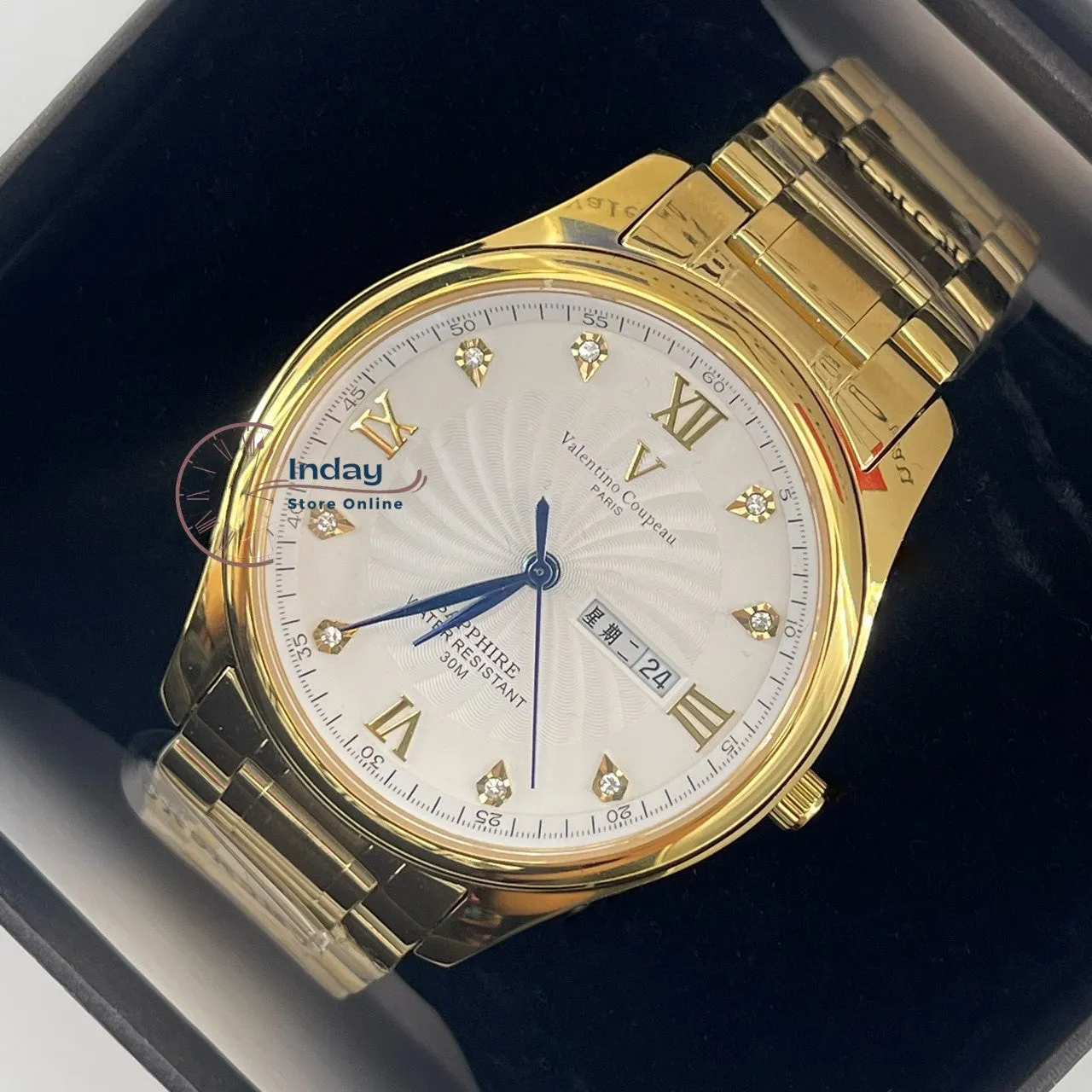 范倫鐵諾 古柏  Coupeau Men's Watch 61607KAM-1 Gold Tone Stainless Steel Band