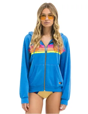 5 Stripe Relaxed Zip Hoodie, Cobalt/Neon