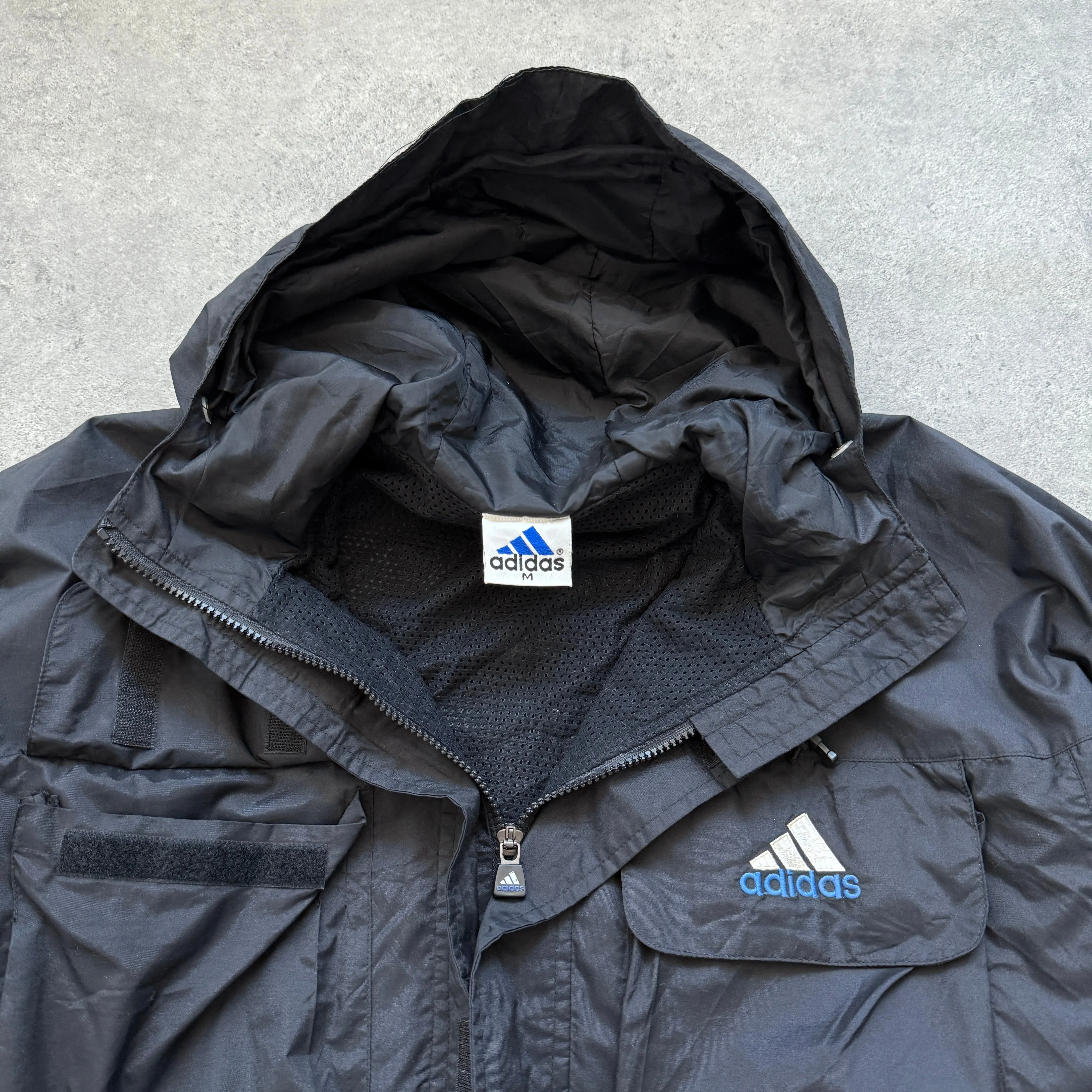 Adidas 1990s technical lightweight cargo shell jacket (M)
