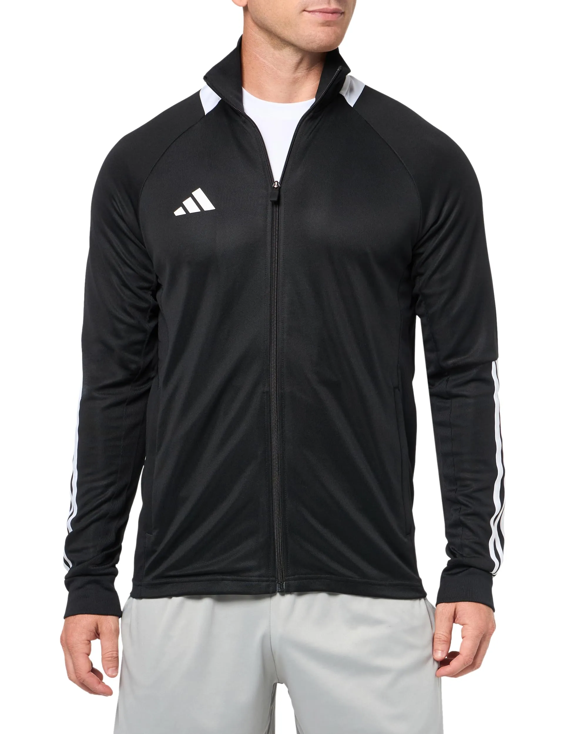 adidas Men's Sereno Cut 3-Stripes Slim Track Jacket, Black/White