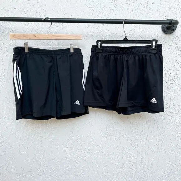 Adidas set of 2 athletic gym running women's shorts black small.