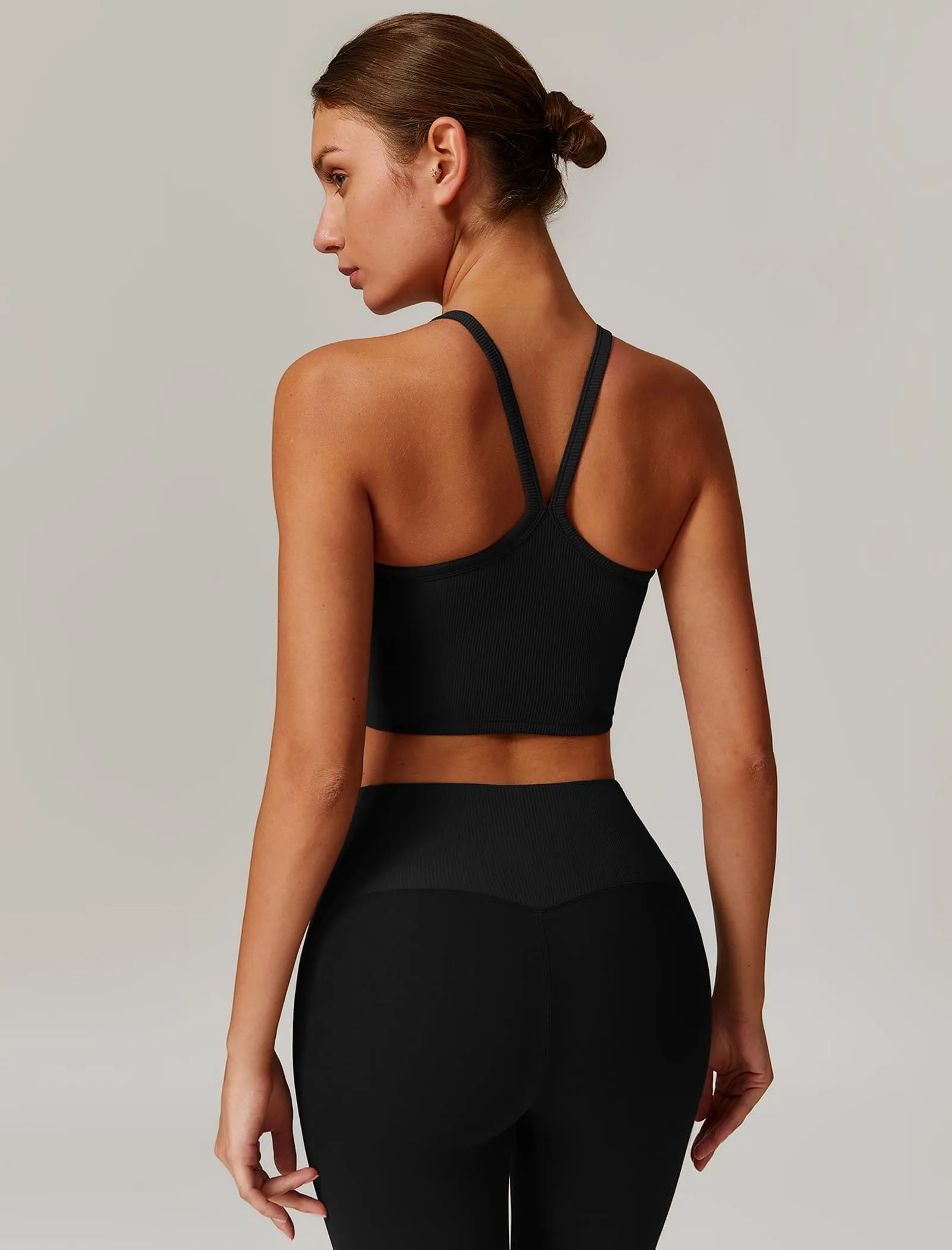 AGYMNX Workout Sets for Women 2 Piece High Waisted Seamless Butt Lifting Leggings Gym Yoga Outfit Stretchy Sports Bra Sets Black