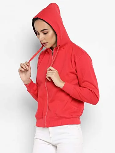 Alan Jones Clothing Women's Cotton Hooded Neck Sweat shirt (WM17-SS01-CARROT-S_Orange, Carrot_S)