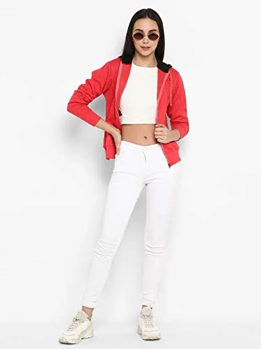 Alan Jones Clothing Women's Cotton Hooded Neck Sweat shirt (WM17-SS01-CARROT-S_Orange, Carrot_S)