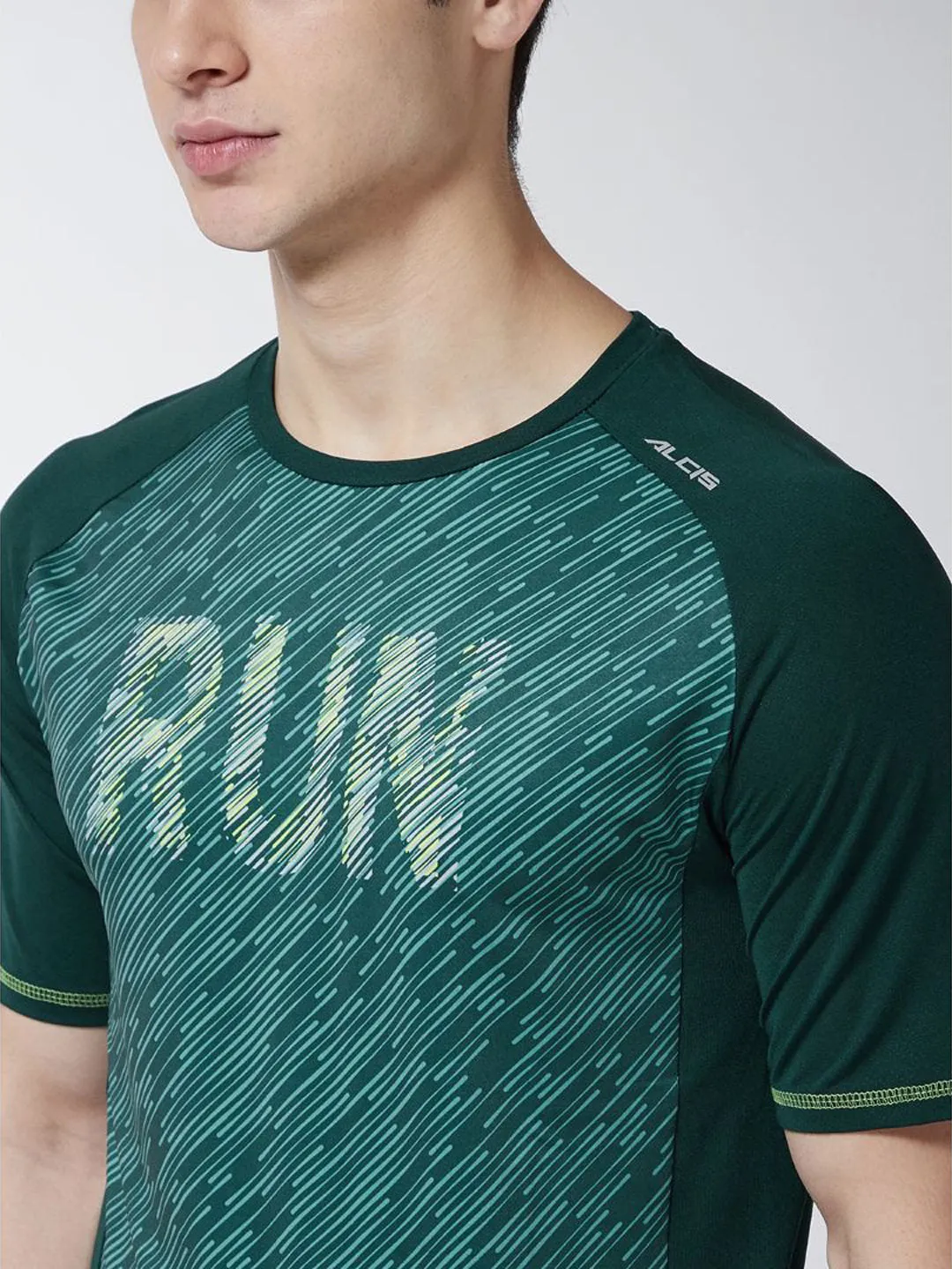 Alcis Men Green Printed Round Neck T-shirt