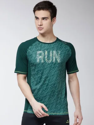 Alcis Men Green Printed Round Neck T-shirt