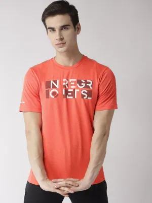 Alcis Men Orange Printed Round Neck Running T-shirt