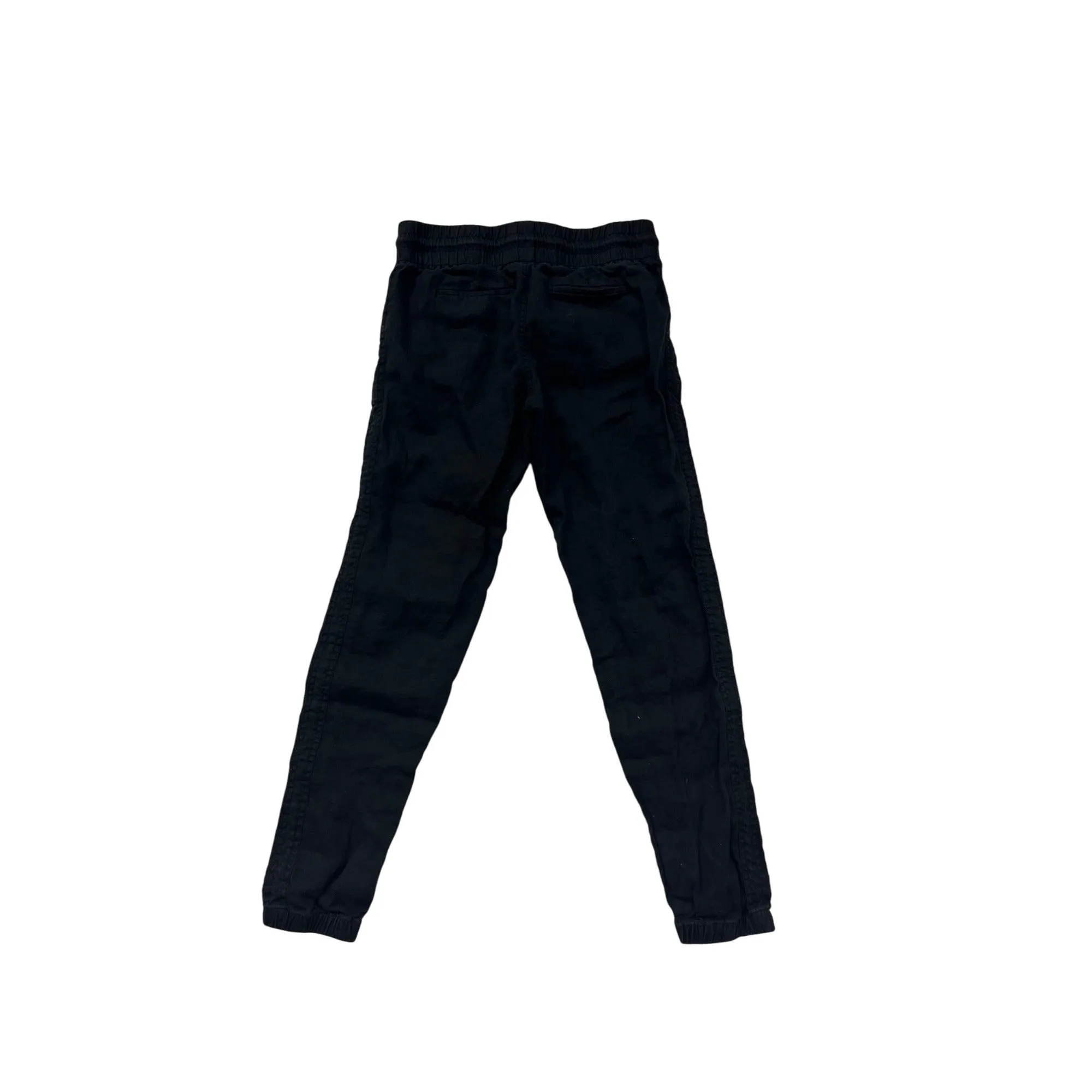 Athleta Womens Black Linen Jogger Pants Size 8T Elastic Waist Drawstring Zip Pockets #6861
