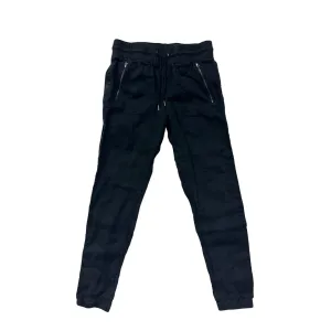 Athleta Womens Black Linen Jogger Pants Size 8T Elastic Waist Drawstring Zip Pockets #6861