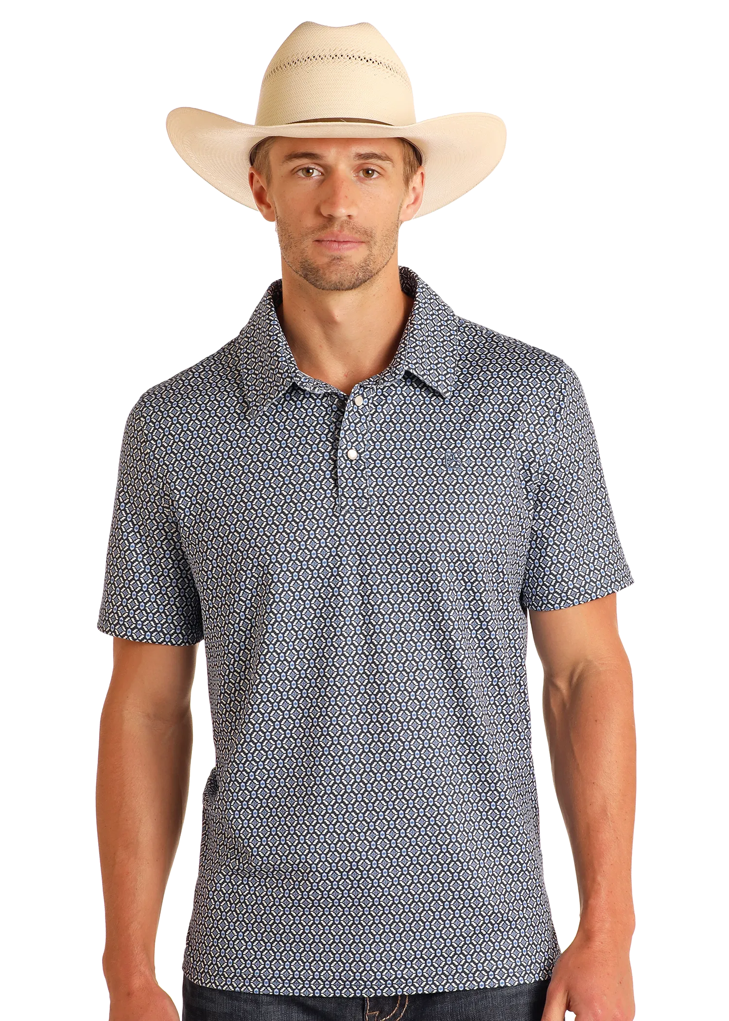Aztec Geo Print Performance Polo
