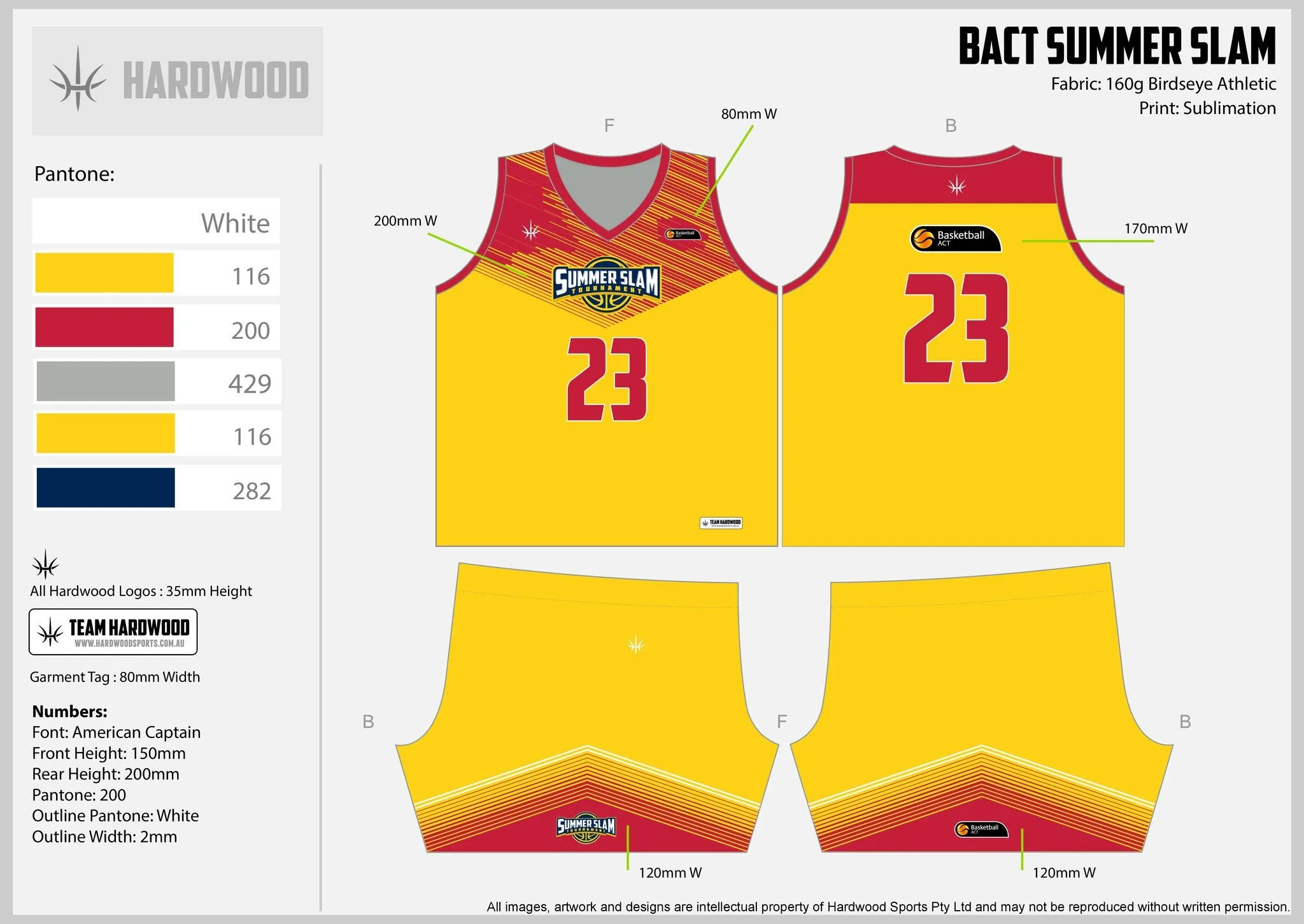BACT Summer Slam Yellow Uniform Set