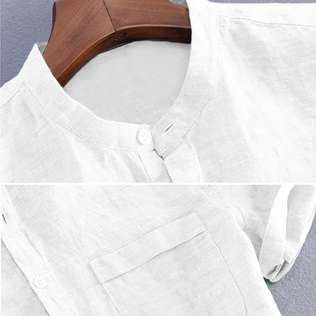 Baggy Cotton Linen Men Short Sleeve Retro Shirts