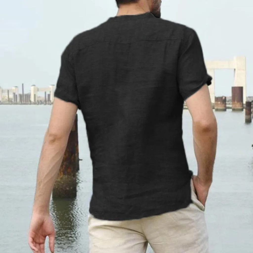 Baggy Cotton Linen Men Short Sleeve Retro Shirts