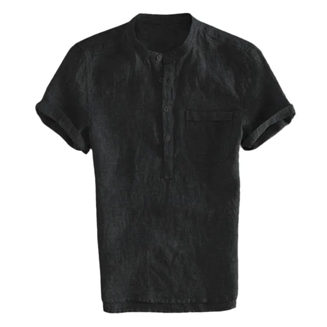 Baggy Cotton Linen Men Short Sleeve Retro Shirts