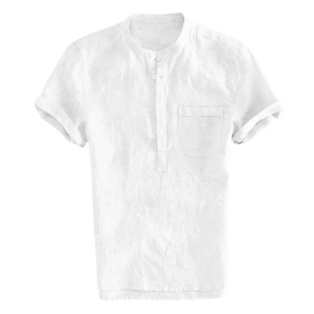 Baggy Cotton Linen Men Short Sleeve Retro Shirts