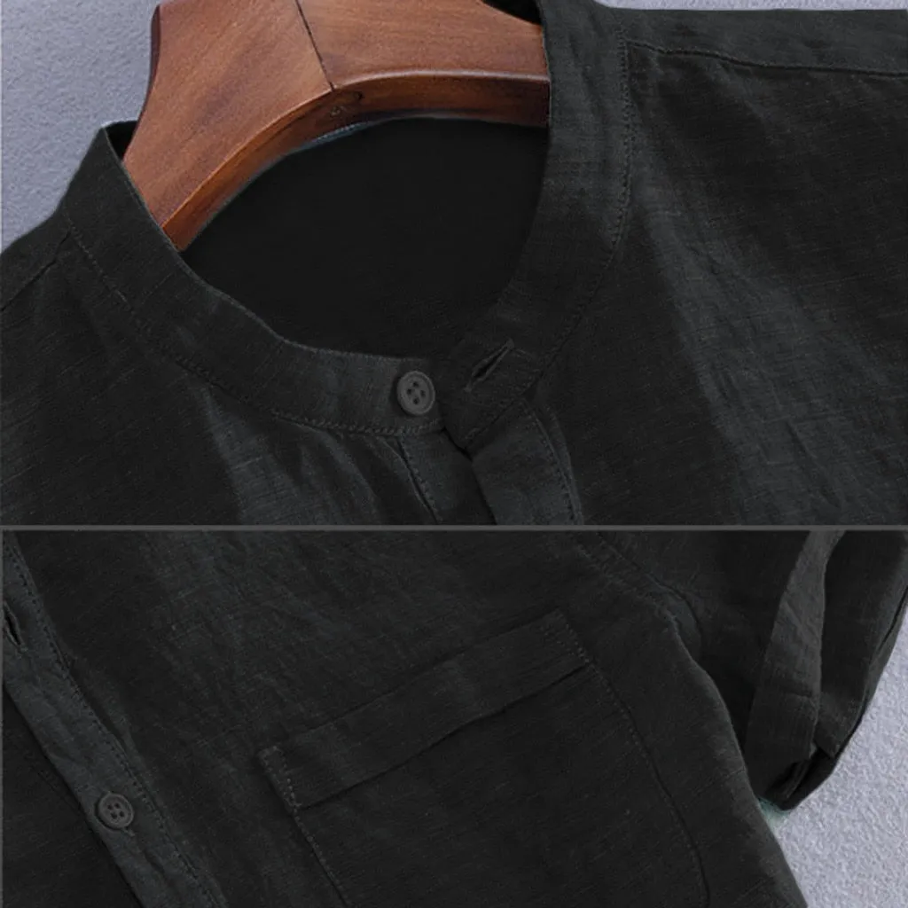 Baggy Cotton Linen Men Short Sleeve Retro Shirts