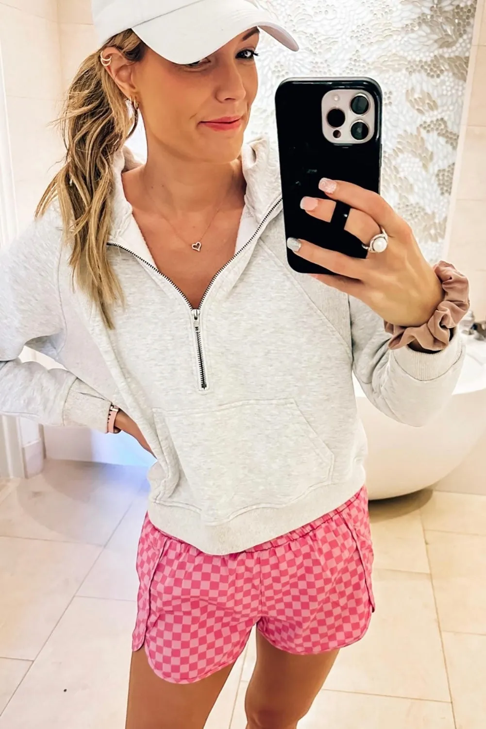 Barbie Style  Pink Plaid High Waisted Athletic Shorts