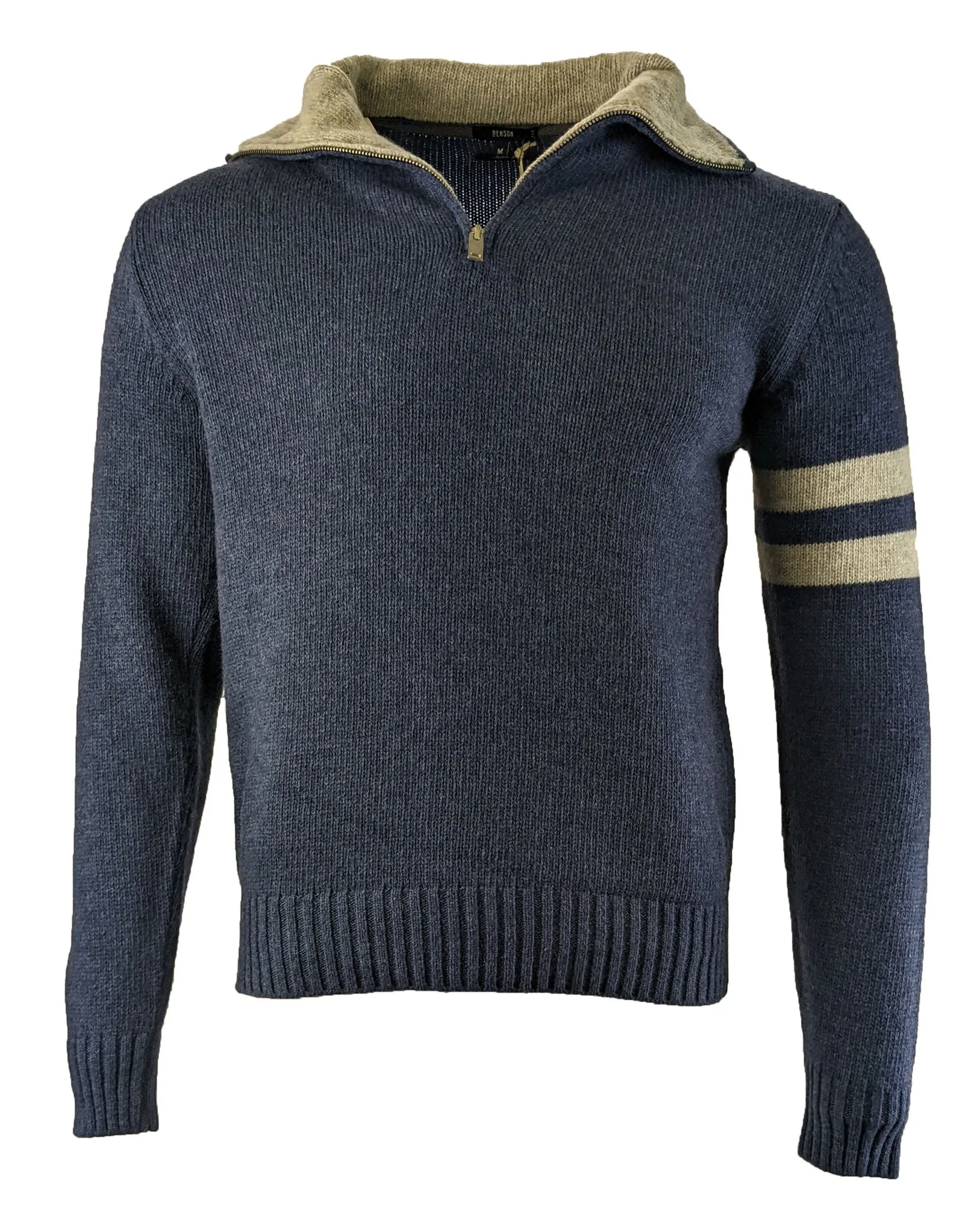 Benson Men's Cobalt Collegiate Quarter Zip Sweater WAS02 Size Medium NWT