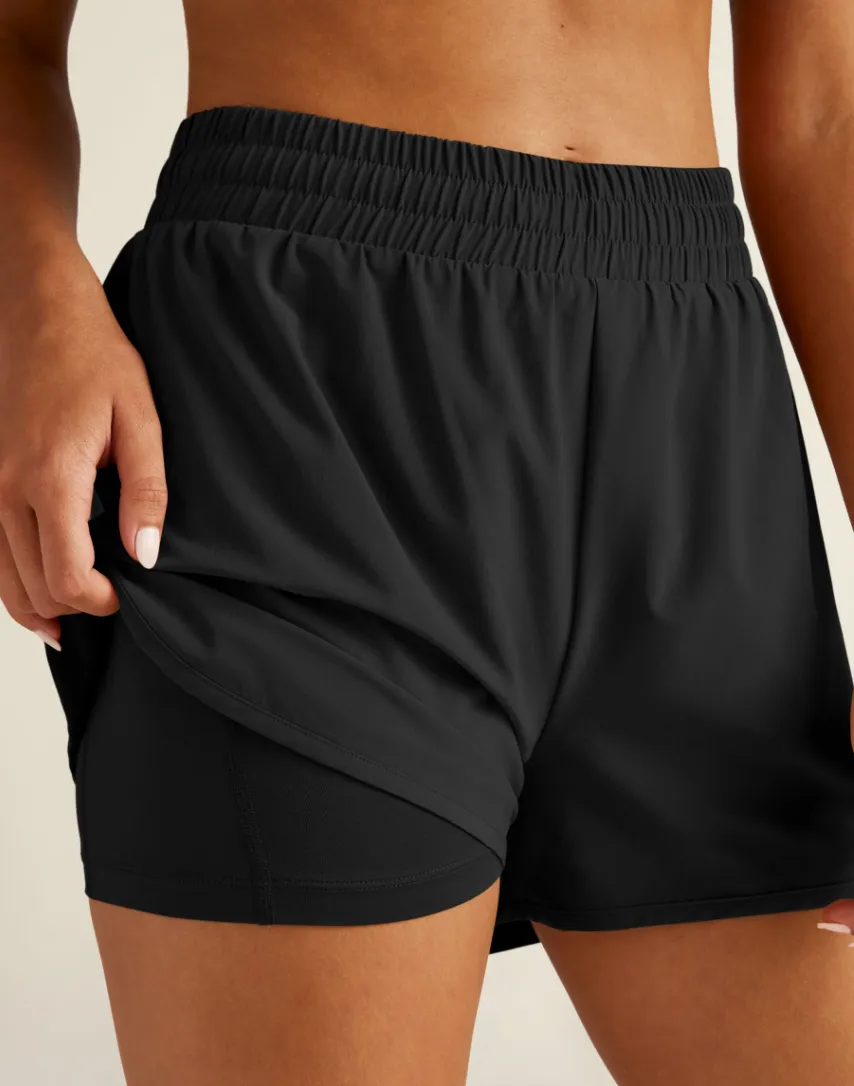 Beyond Yoga In Stride Lined Short- Black