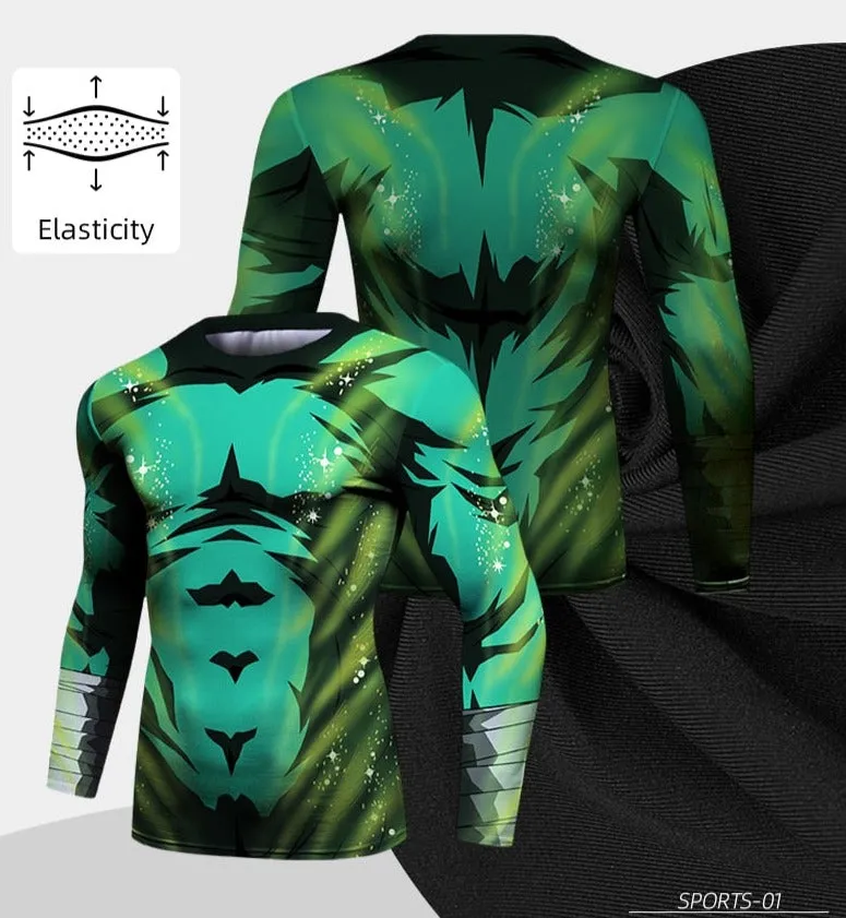 BJJ Rash Guard Naruto 'Rock Lee | Dark' Elite Four Piece Compression Rash Guard Fight Set