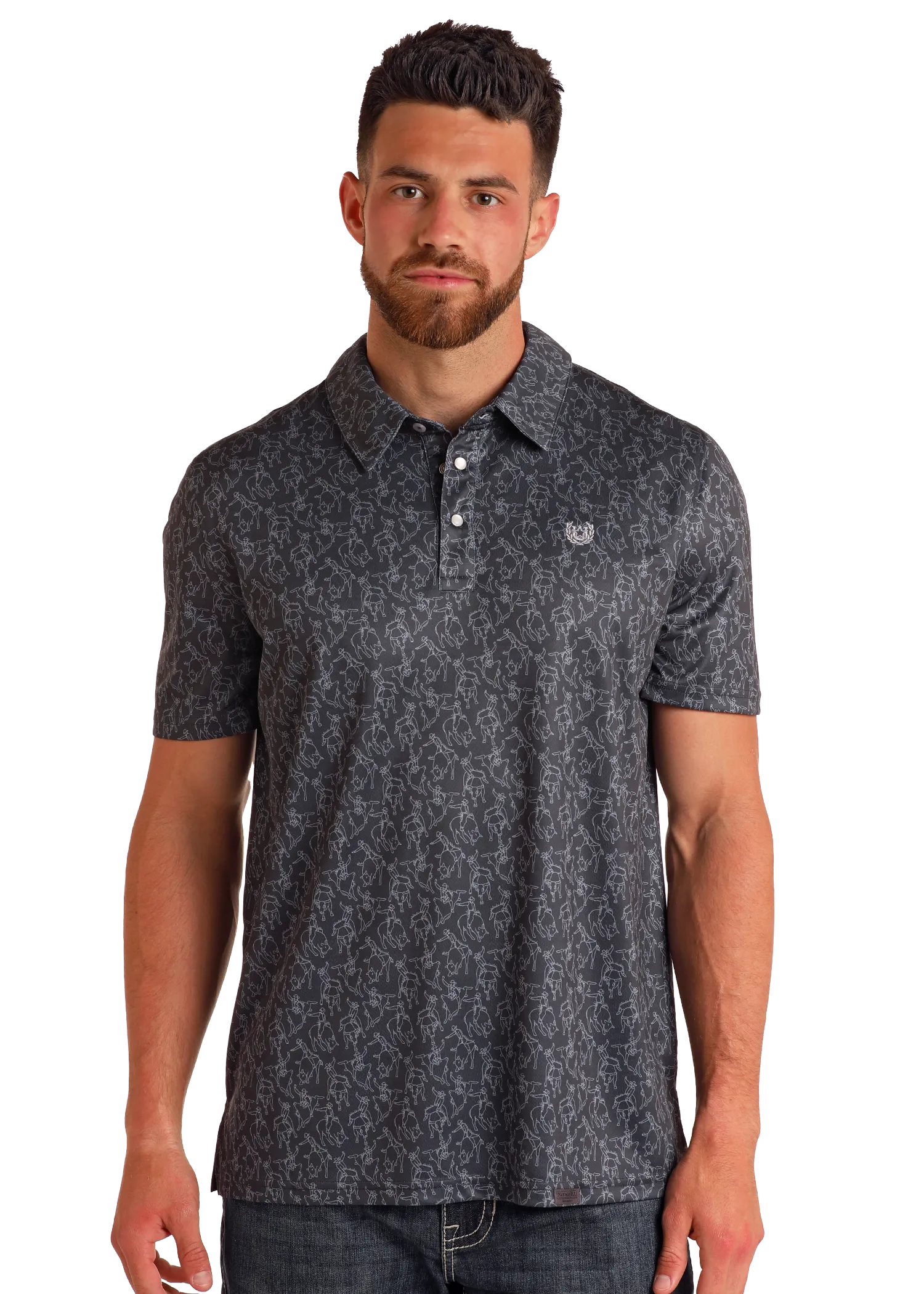 Black Rodeo Novelty Performance Polo