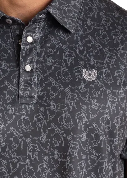 Black Rodeo Novelty Performance Polo