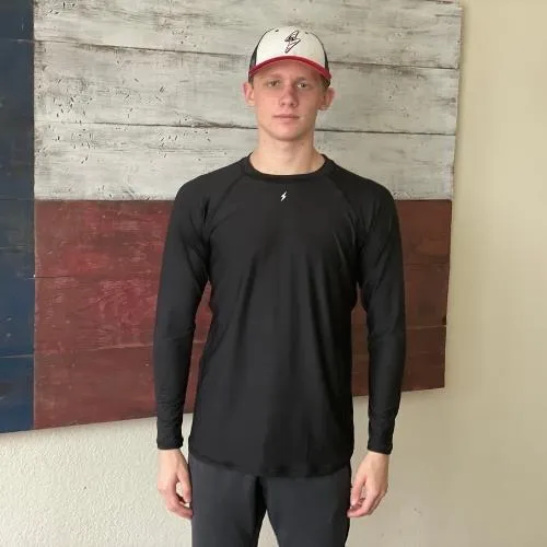 BRUCE BOLT Long Sleeve Performance T-Shirt with Reflective Bolt - BLACK