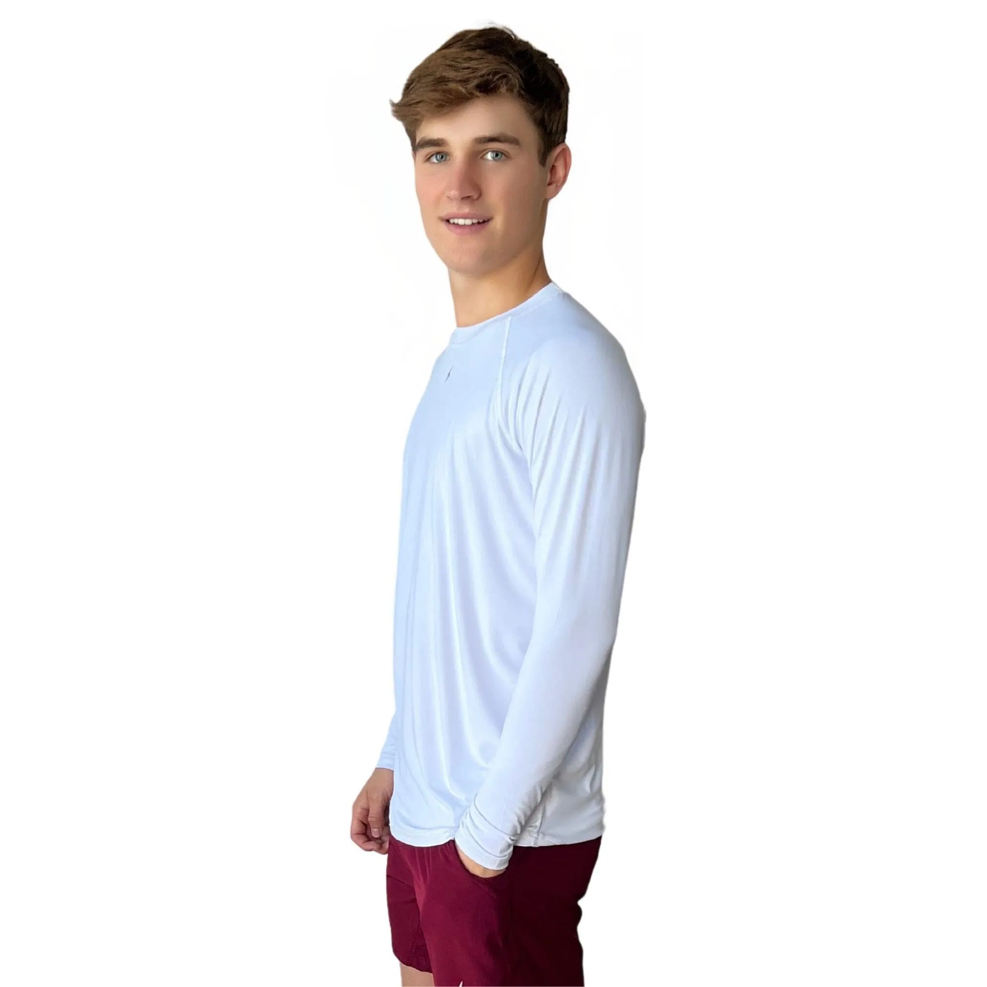BRUCE BOLT Long Sleeve Performance T-Shirt with Reflective Bolt - WHITE