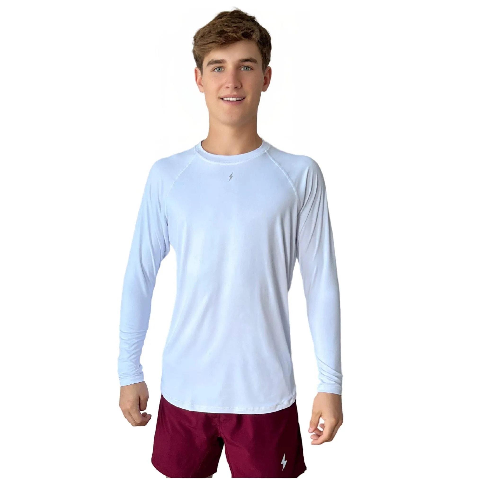 BRUCE BOLT Long Sleeve Performance T-Shirt with Reflective Bolt - WHITE