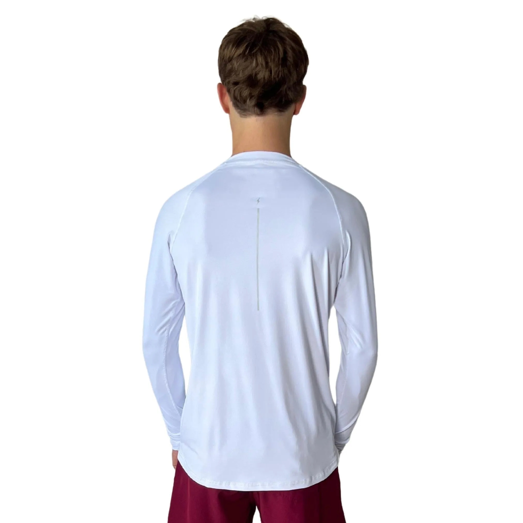 BRUCE BOLT Long Sleeve Performance T-Shirt with Reflective Bolt - WHITE